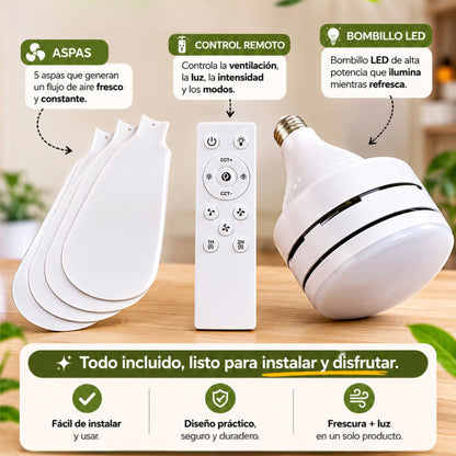 Ventilador Bombillo LED 2 en 1