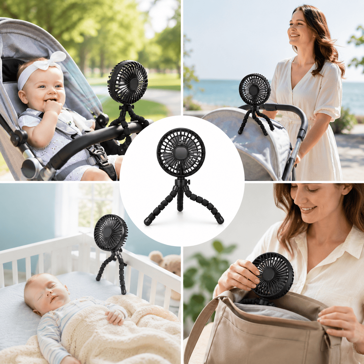 Ventilador Portátil para Coche y Cuna