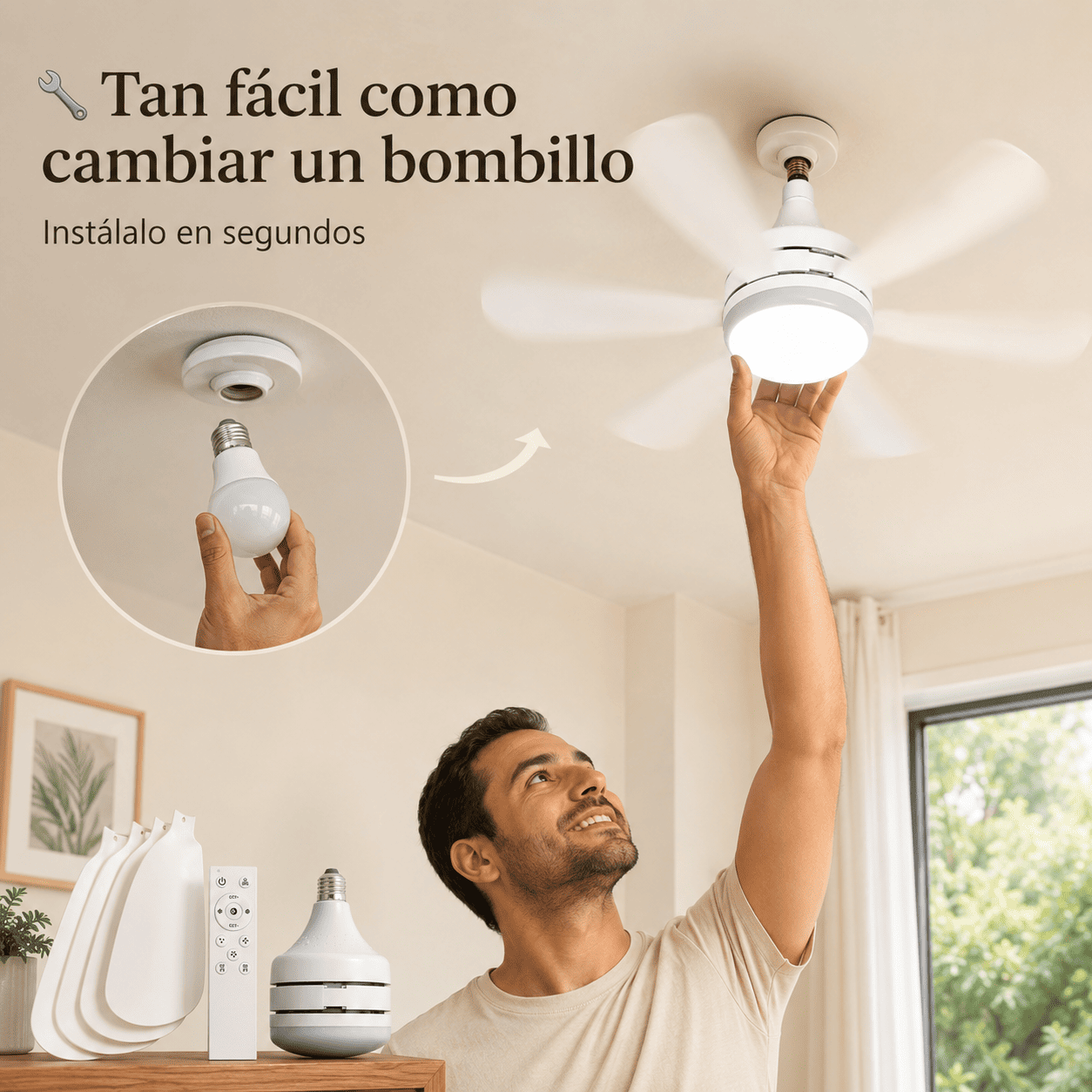 Ventilador Bombillo LED 2 en 1