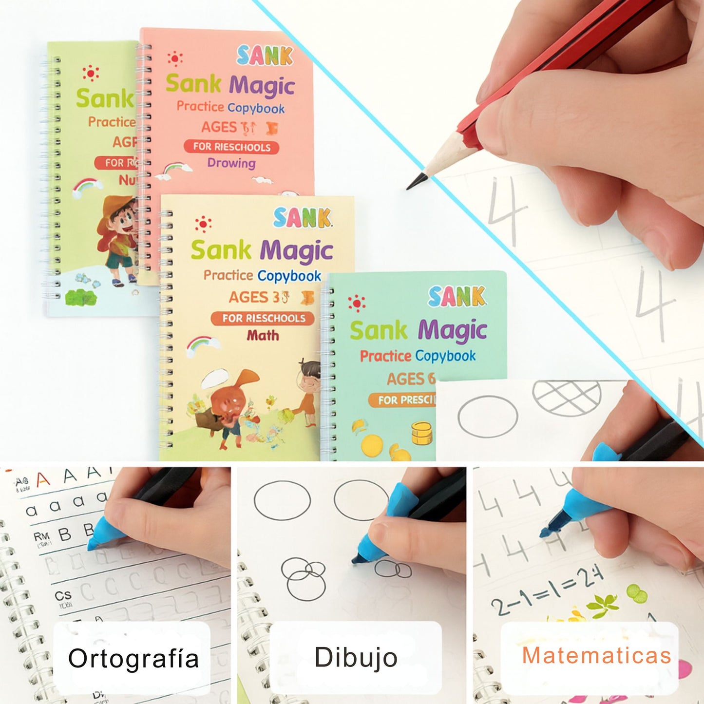 4 Libros De Caligrafía para Niños