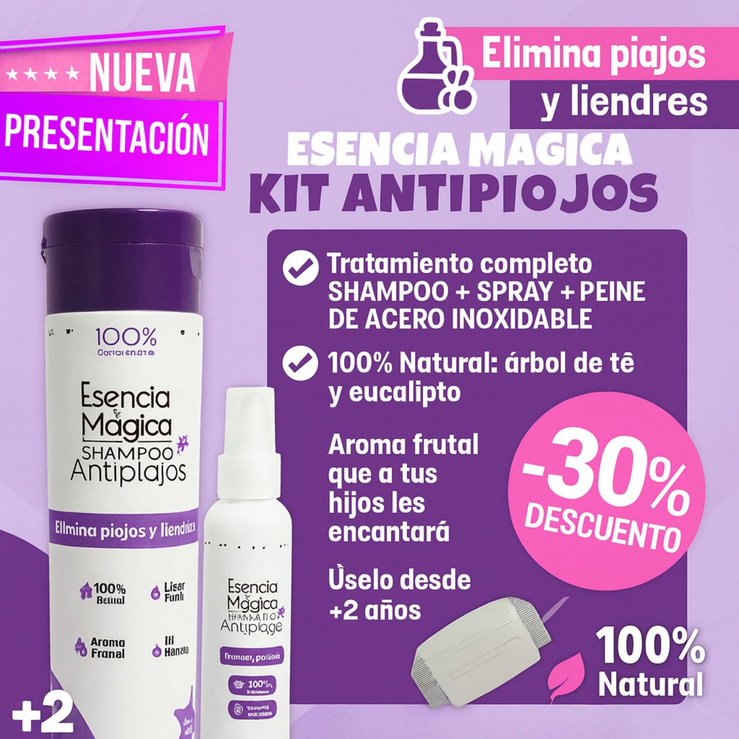 Kit Tratamiento Anti-Piojos Niños👶